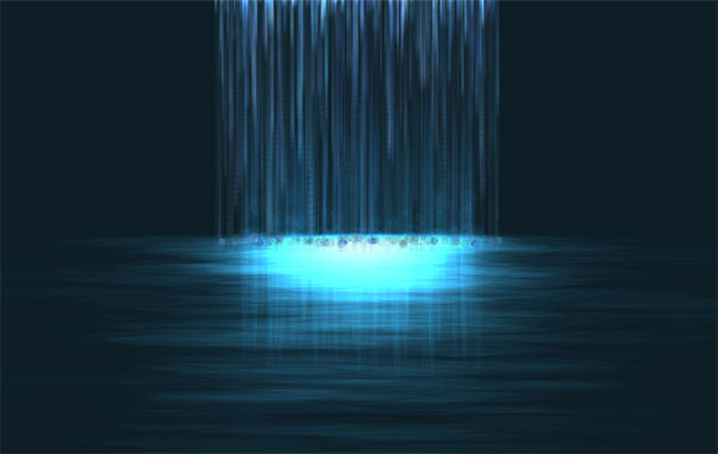 瀑布高空下落到湖面HTML5特效