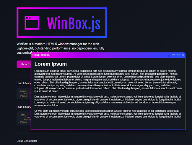 輕量級(jí)html5 WinBox頁面彈窗插件
